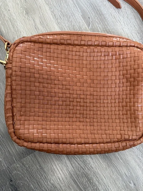 Quince Woven Leather Crossbody Bag in Cognac Brown - Picture 2 of 8